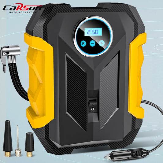 CARSUN Portable Automobile Air Compressor Digital Tire Inflation Pump LED Lamp Tire Compression Pump Compressor For Car Motorcy - yourcasuallifestore