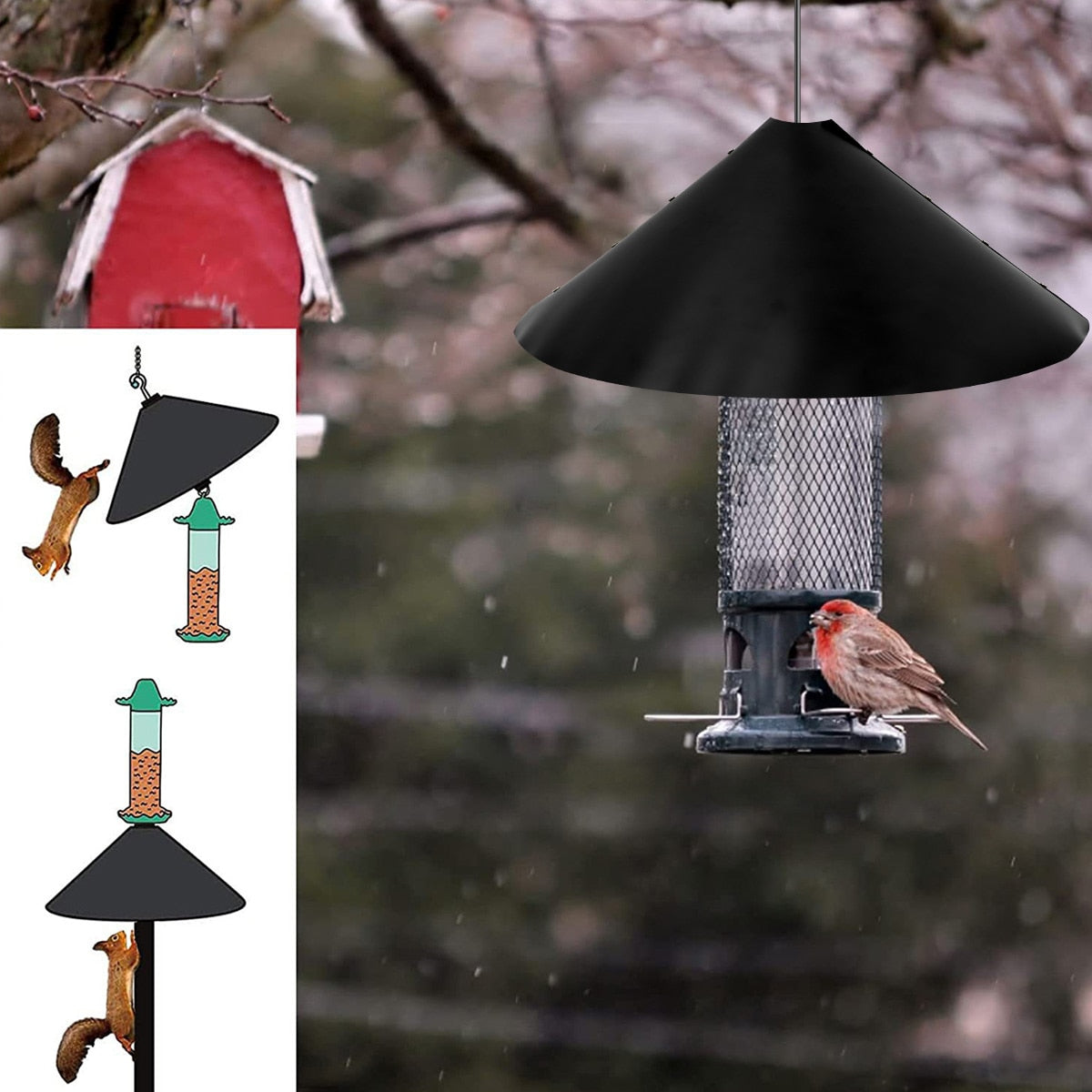 18 inch Squirrel Baffle Wrap Around Squirrel Proof Baffles Durable Plastic Bird Feeder Guard with Hook Hanging Squirrel Flapper - yourcasuallifestore