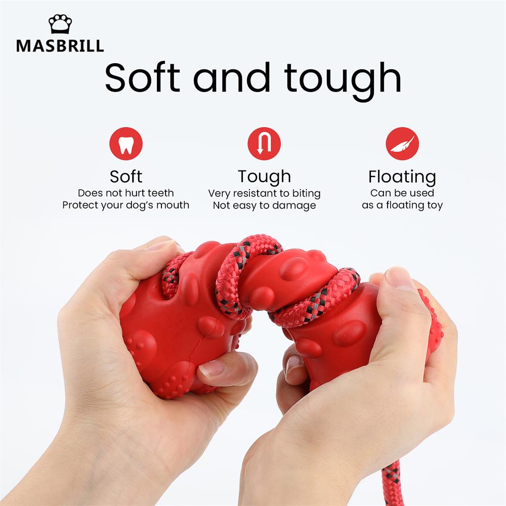 MASBRILL Pet Dog Toy Interactive Rubber Dumbbel for Small Large Dogs Chewing Toys Pet Tooth Cleaning Indestructible Dog Food Toy - yourcasuallifestore