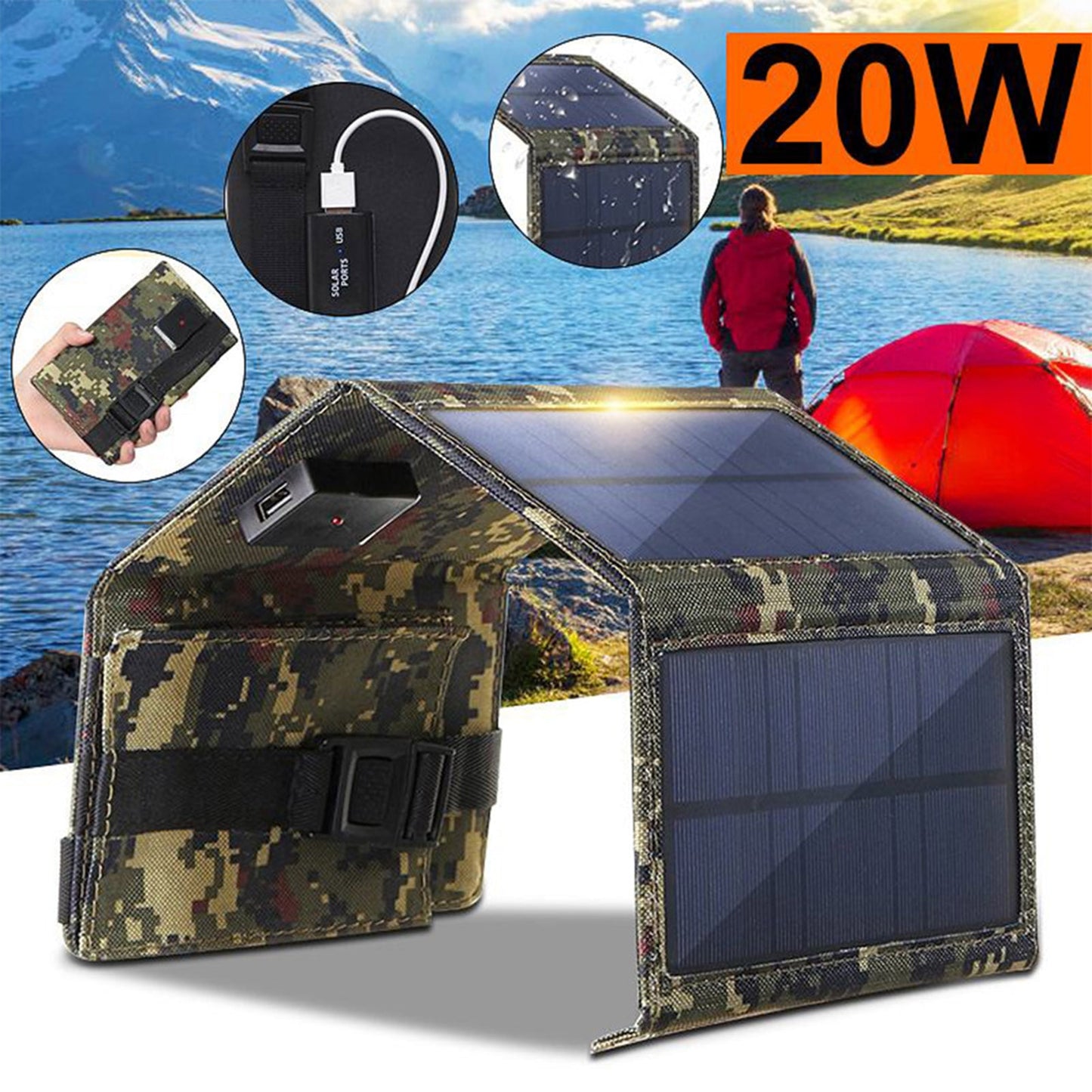 20w USB Solar Power Charger 20w Solar Charger Panel For Phone Cellphone Usb 5V Travel Solar Panel - yourcasuallifestore