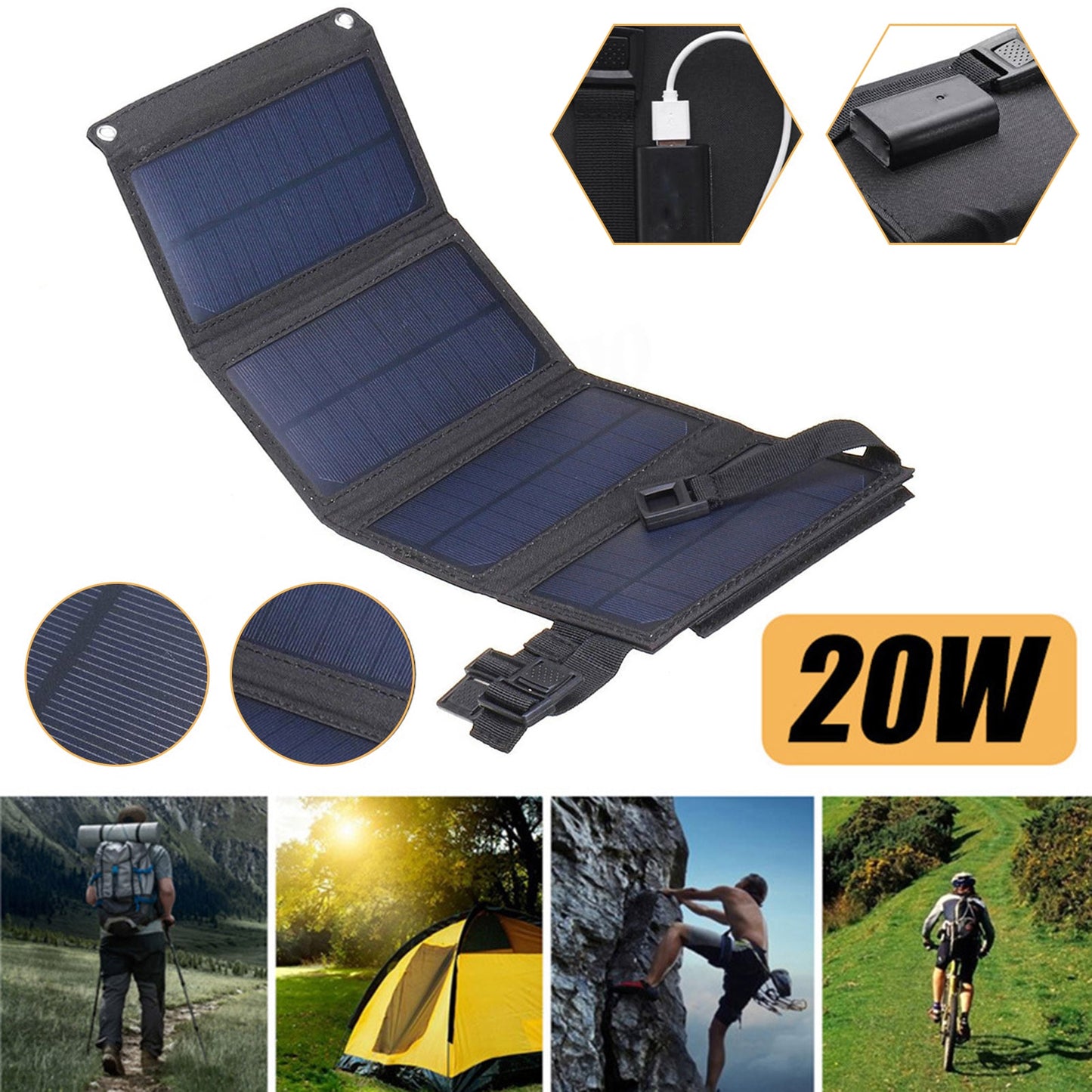 20w USB Solar Power Charger 20w Solar Charger Panel For Phone Cellphone Usb 5V Travel Solar Panel - yourcasuallifestore