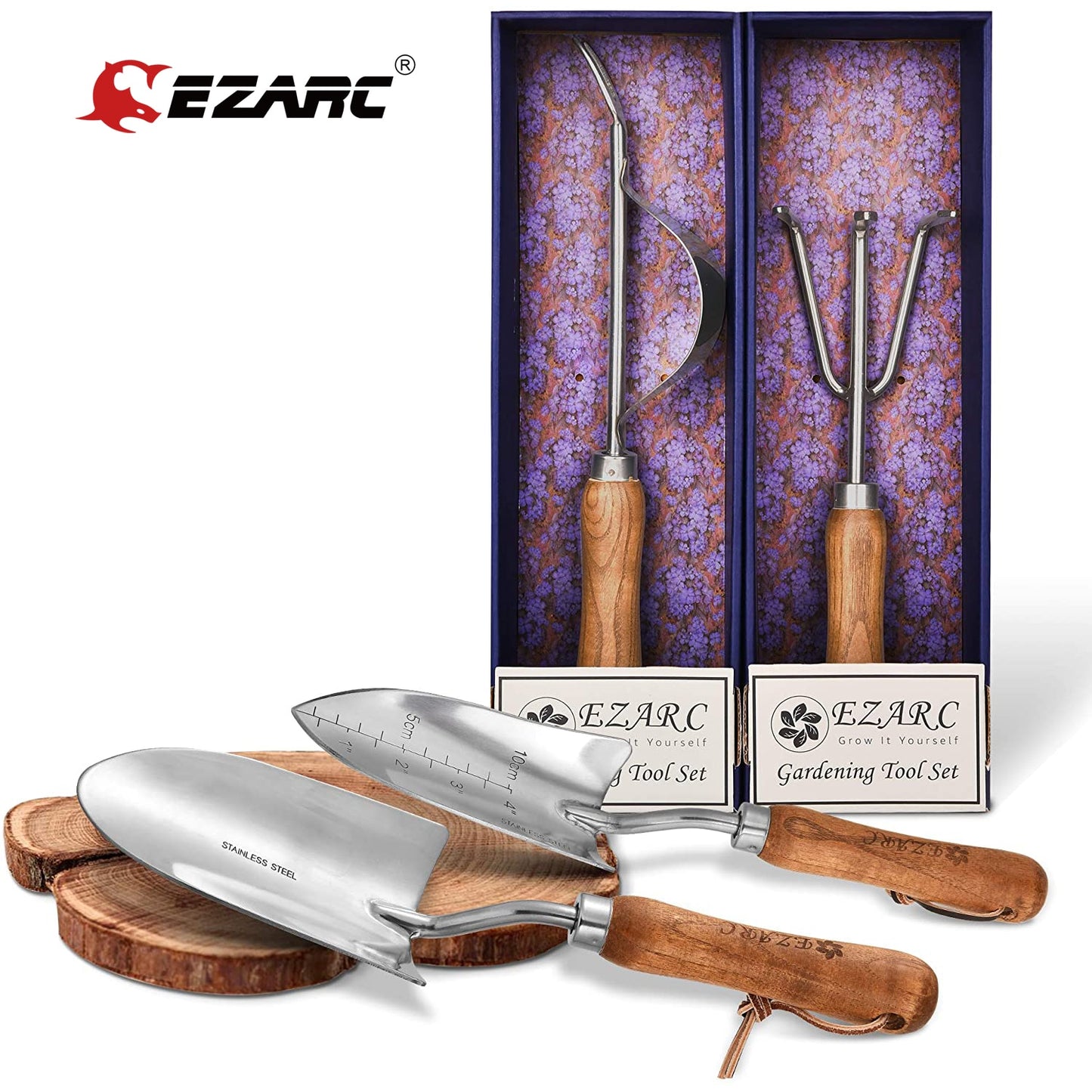 EZARC 4Pcs Garden Tool Set, Stainless Steel