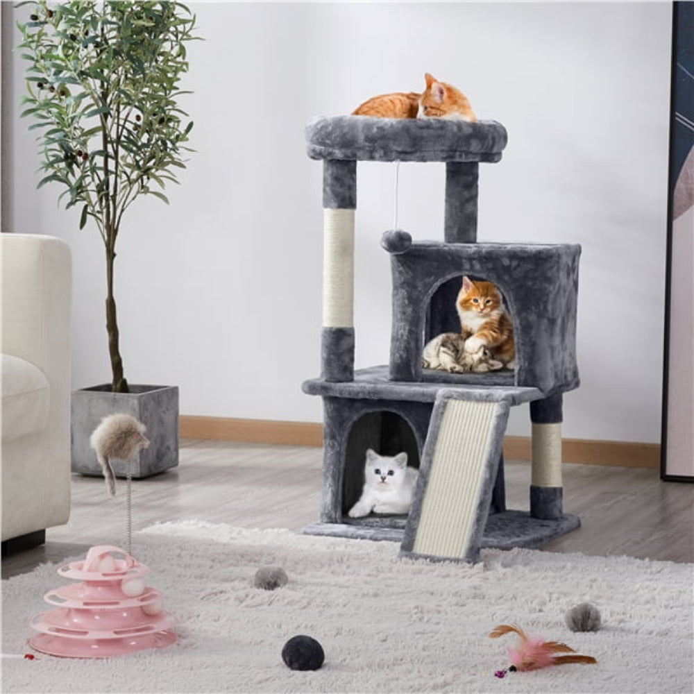 36&quot; Cat Tree with Condo and Scratching Post Tower, Dark Gray  Scratcher for Cats - yourcasuallifestore