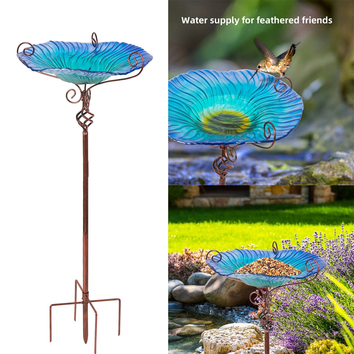 Height Flower Glass Bird Bath